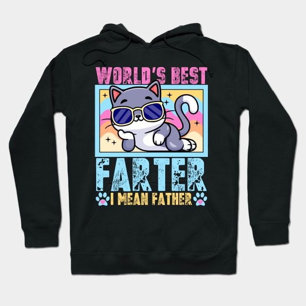 Worlds Best Farter I Mean Father Best Dad Ever Cool Cat Mens Hoodie by artbooming